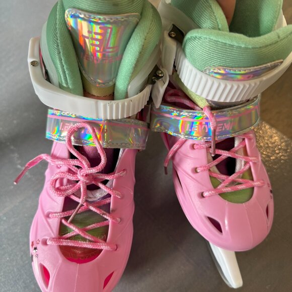 Pink adjustable Girl Ice Skates Kid Small Child 10.5 - 13 Pink Ice Skating Shoes - Picture 1 of 16